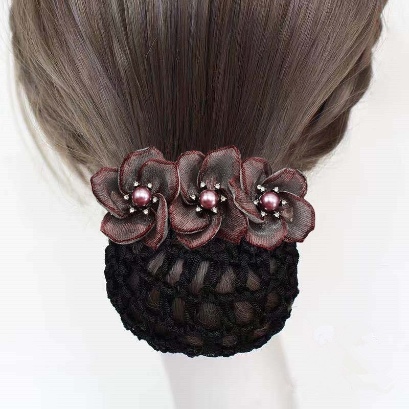 Jepit Rambut Hairnet Prefesi Premium Kristal Mutiara Wanita Elegan High Quality Motif Baru Clips