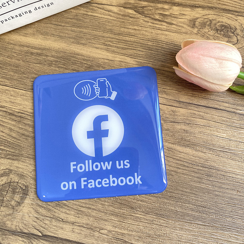 

10X10CM Epoxy Tap card Like us on Facebook Follow us on Instagram Get followers with our NFC Social Media Signs