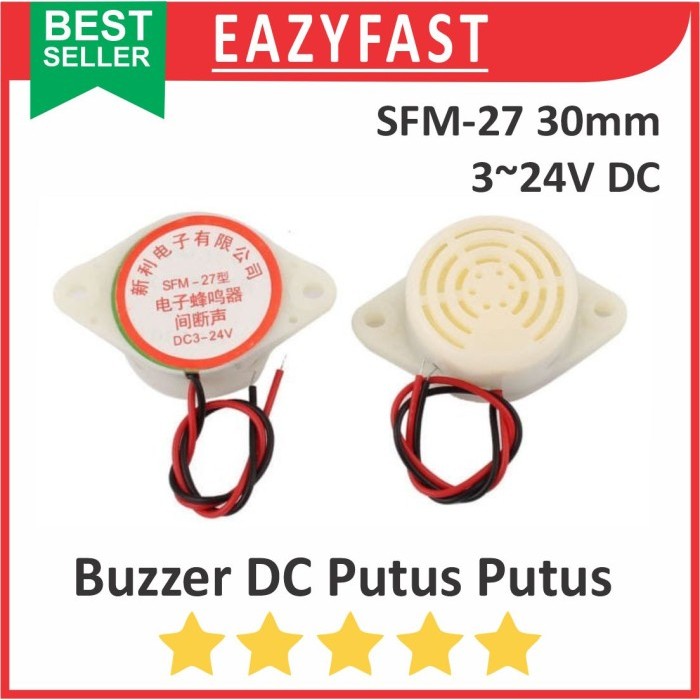 Speaker Buzzer Aktif Putus Putus SFM-27 30mm 3-24 Volt DC Active Beep Alarm High Decibel High Qualit