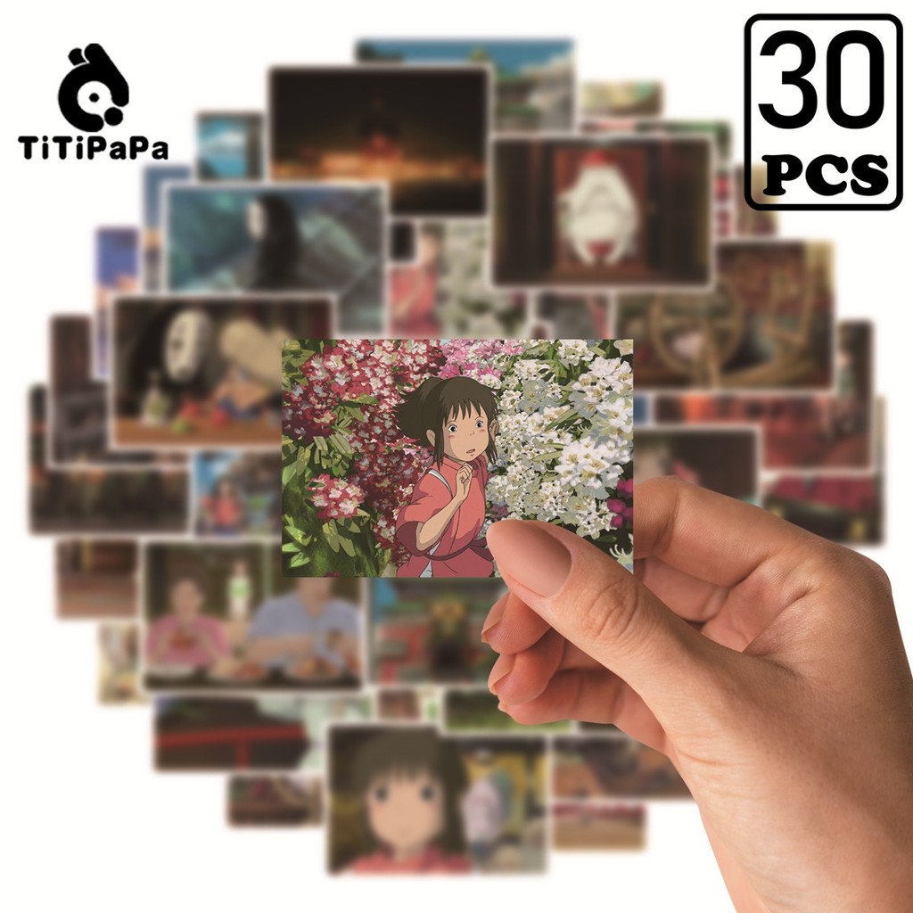 

30 Stiker Bahan Spirited Away, Kenangan Klasik, Dekorasi Buku Catatan Sepeda Skateboard Seluler DIY.