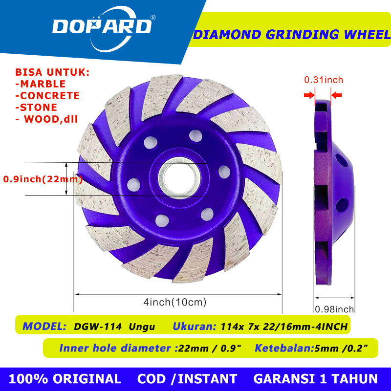 Diamond Grinding Wheels DGW-114 Mata Gerinda Poles Batu Asah Potong Gerinda Asah Diamond