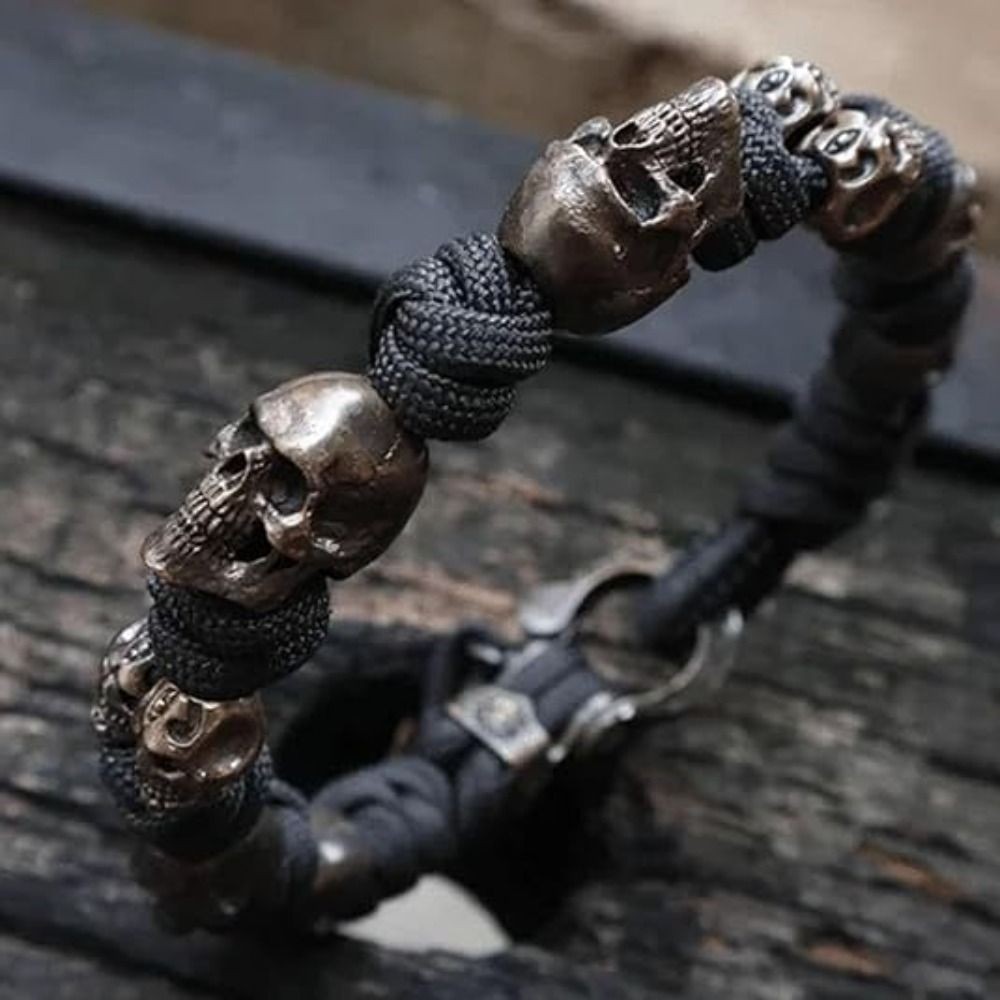 Skull Premium Paracord Bracelet Stylish Skull Premium Paracord Bracelet Men's Handmade Punk Hiphop W