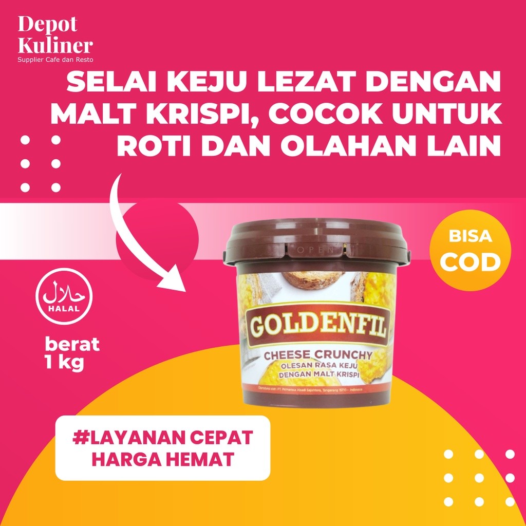 

Goldenfil Cheese Spread dan Chruncy 1 Kg / Golden Fil Keju Goldenfill