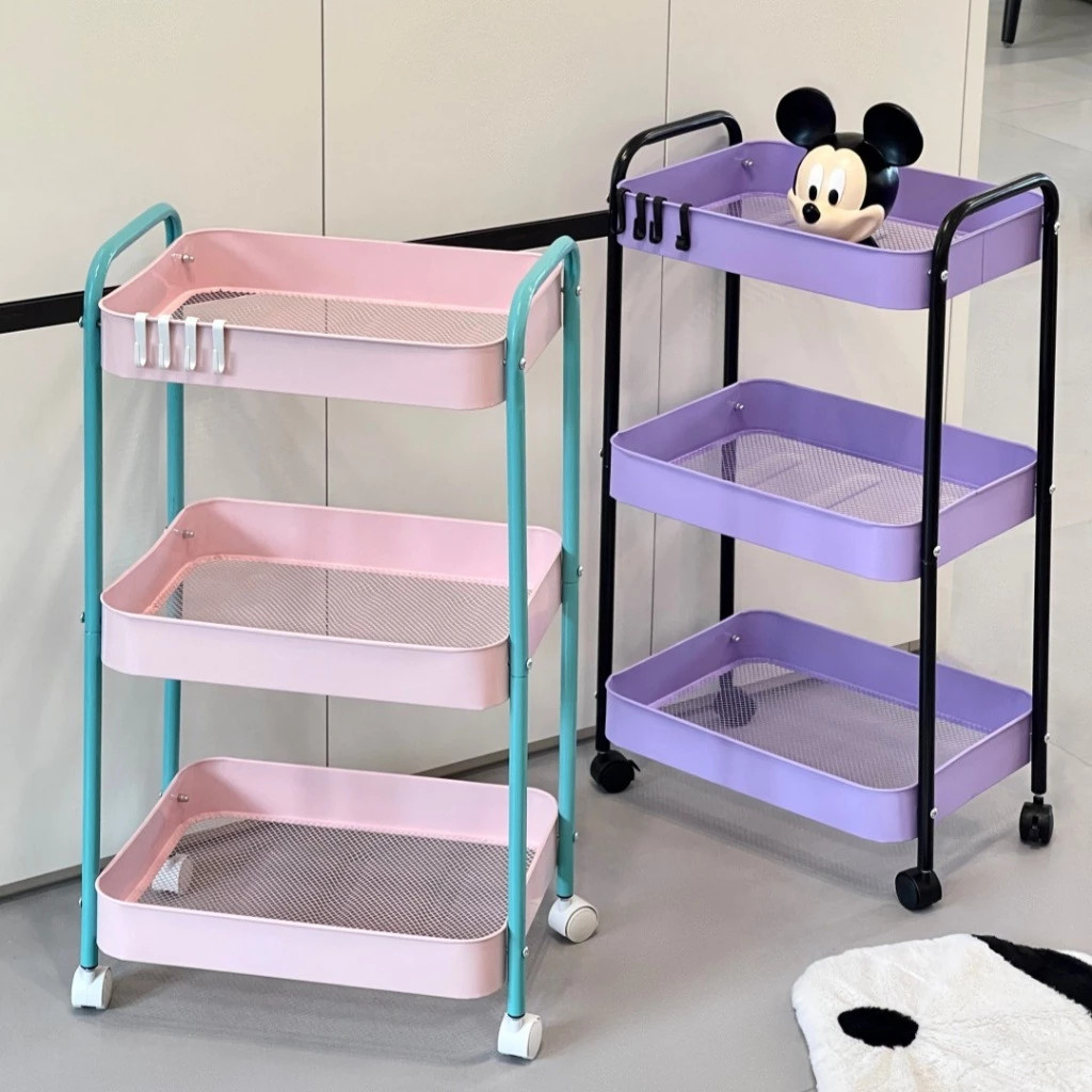 New Product Rak Lantai Rak Troli Besi Rak Dapur 3 Tingkat Rak Dengan Roda Rak Serbaguna