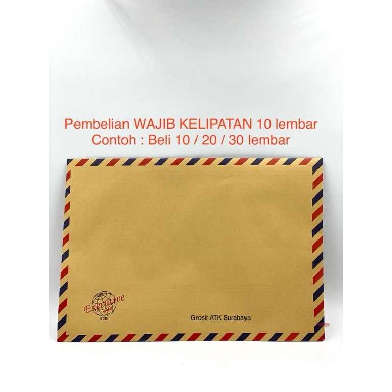 

( StaWorld / DAPAT 1 LEMBAR ) AMPLOP AIR MAIL TALI EXECUTIVE 310 Coklat Lamaran Kerja Ukuran Folio 25 x 35 cm