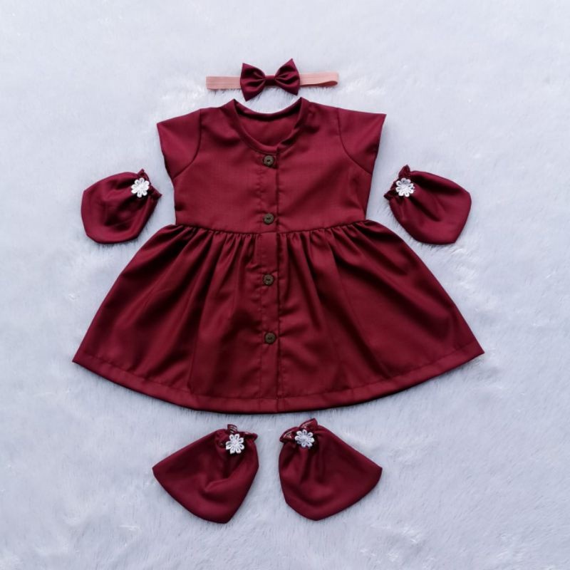 FASHION BAYI DAN ANAK // DRESS BAYI NEWBORN / Baju bayi perempuan / baby dress aqiqah 0 - 6 bulan