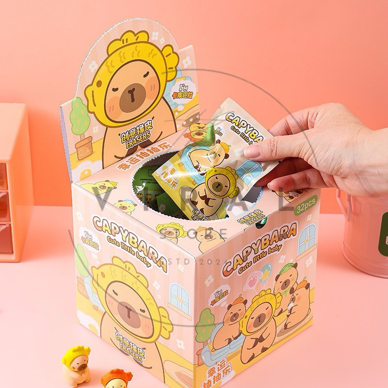 

THE VIRAL STORE 1 Pcs Penghapus Mystery Bag Eraser Setip Hapusan Karakter Capybara Kapibara Lucu Imut