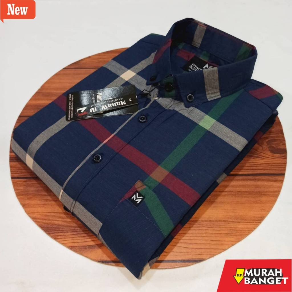 kemeja kotak kotak cowok atasan baju kemeja pria dewasa lengan pendek bahan katun mixed motif kotak 