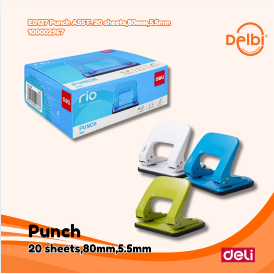 

Deli Punch Holes / Pembolong Kertas 2 Lubang Logam 20 Lembar - E0137