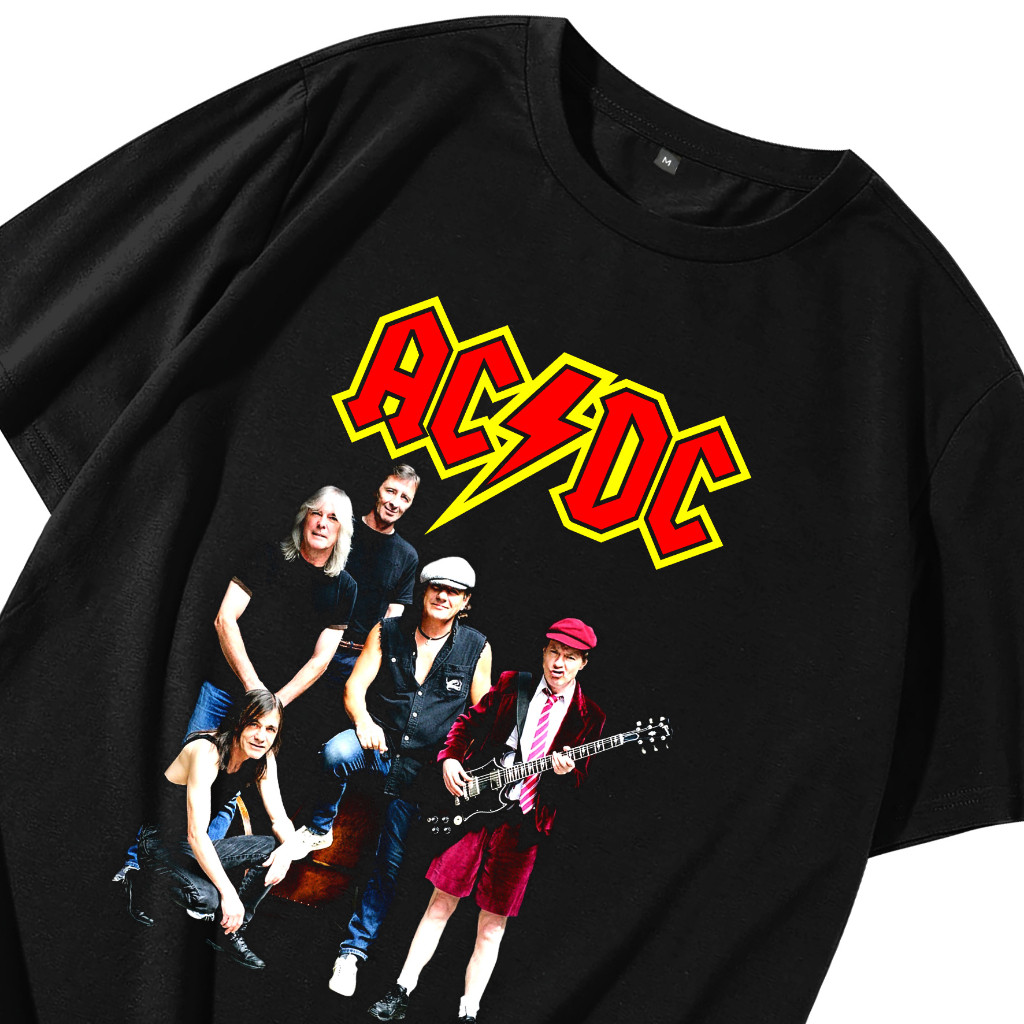 T shirt Kaos Baju Tshirt Band Acdc Musik Metal Punk Rock Oversize Atasan Vintage Tee Music Anak Pria