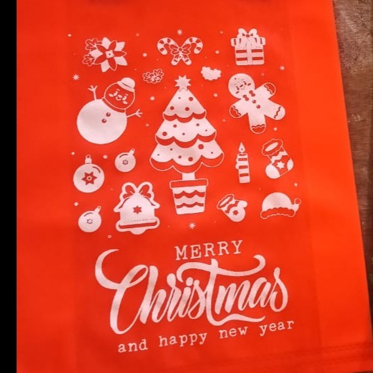 

TAS KAIN SPUNBOND GOODIE BAG 30 X 40 NATAL / CHRISTMAS 2 kantong - merah 30*40tali