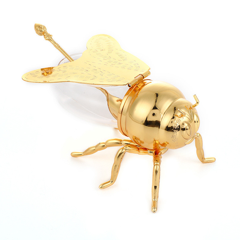 

Honeybee Sugar Bowl,Delicate Bee Sculpt,Sugar Cube Organizer,Metal Sugar Bowl with Lid and Spoon for Home and Kitchen,Drum Shape