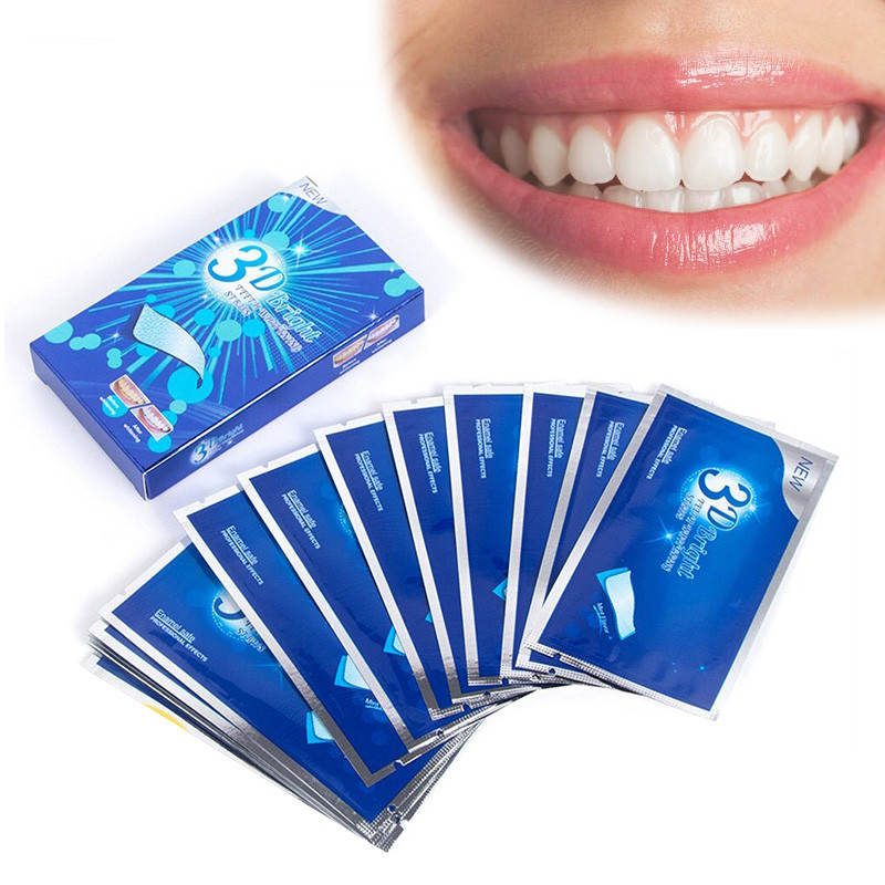3D Strip Pemutih Gigi Warna Putih / Stiker Penghilang Noda Gigi Kuning / Whiten Tools Teeth Whitenin