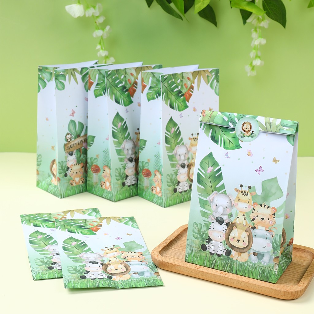 

Jungle Safari Paper Bags Wild One Birthday Party Candy Cookie Bags Safari Birthday Packaging Bags Jungle Theme Baby Shower Decor