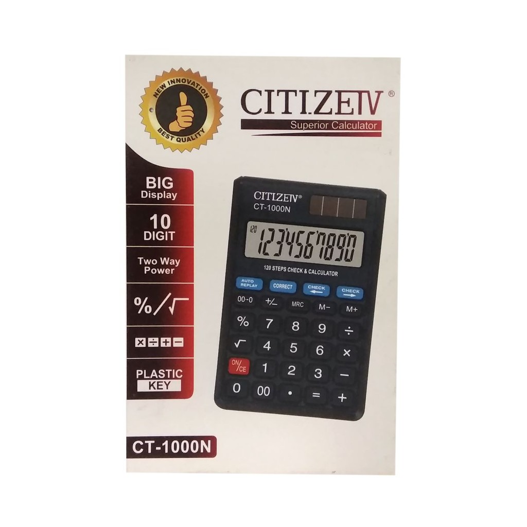 

Kalkulator Calculator CITIZEIV CT-1000N 1000 N 10 Digits Calculator Pocket