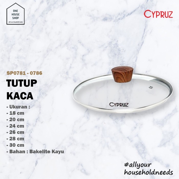 Pojok Tutup Kaca untuk Wajan Fry Pan Wok Pan Sauce Pan Marble Series Cypruz - 18 cm