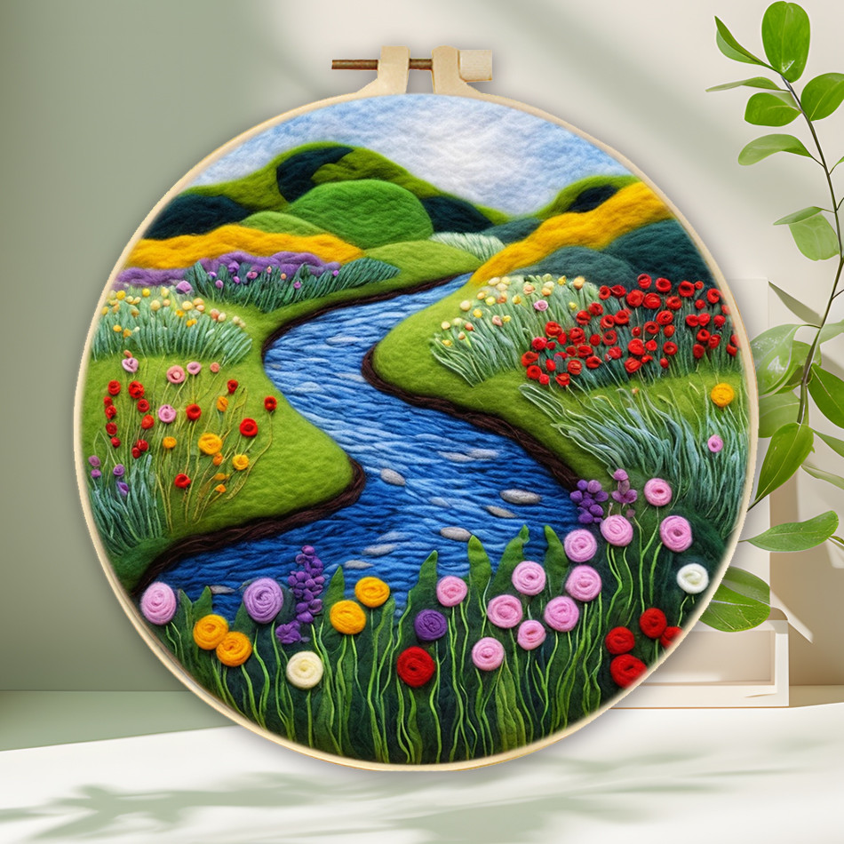 

Painting Needle Felt Starter Kit For Beginners Landscape Wool Needle Felt Set Handmade with Felt Used for Home Decor