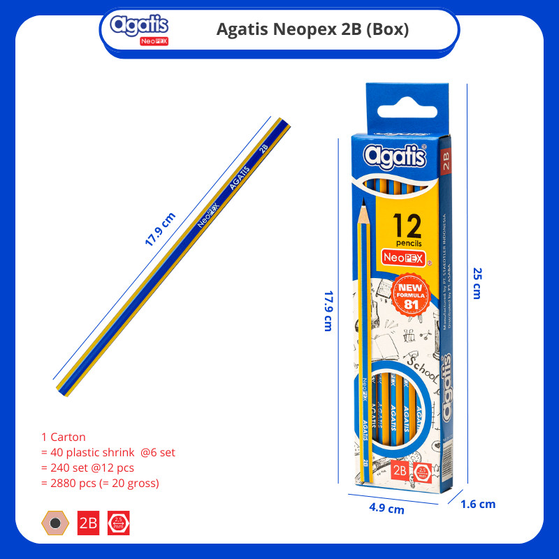 

[JK] Agatis Neopex - Pensil Tulis 2B 1Box- Isi 12 Pcs