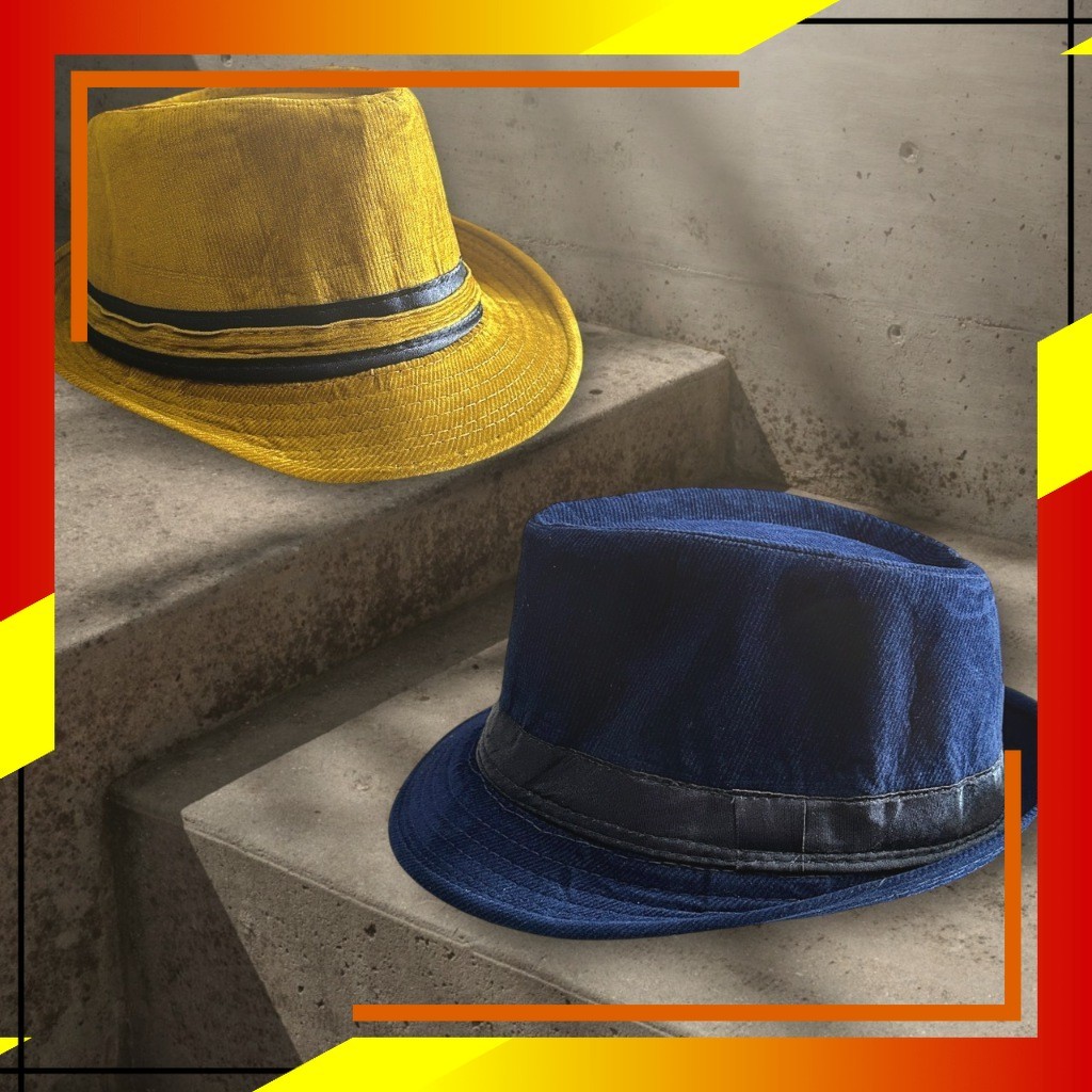 COOLTUF - Fedora Hat Corduroy Topi Pria Fedora Casual Codoray Garis Premium