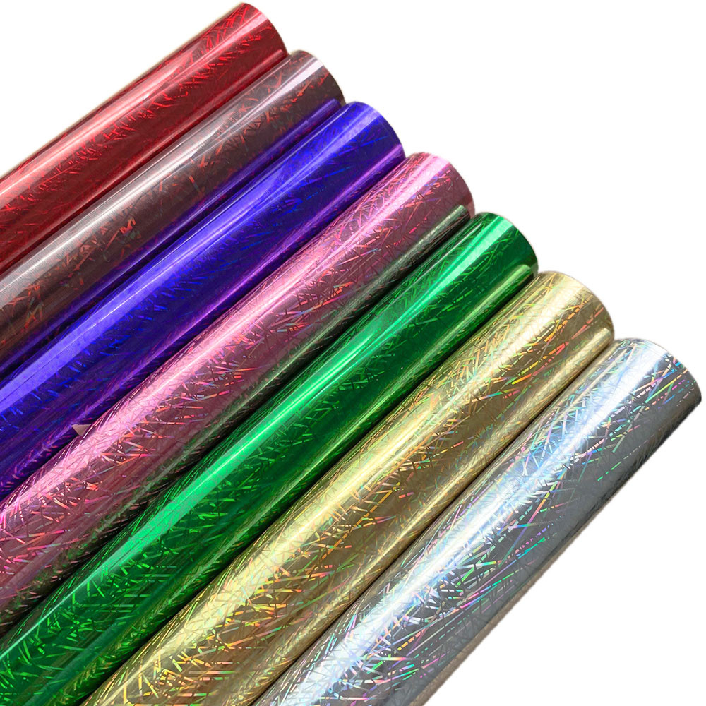 

12in x 10in 7Pcs/Pack Bundle Stripe Holographic Heat Transfer Vinyl Film Iron on Tshirts Design Graphical DIY Garment For Cut