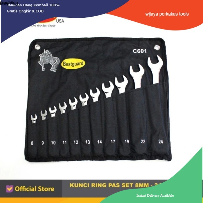 Bestguard kunci ring pas set 11 pcs 8-24 mm Premium kunci ring pas
