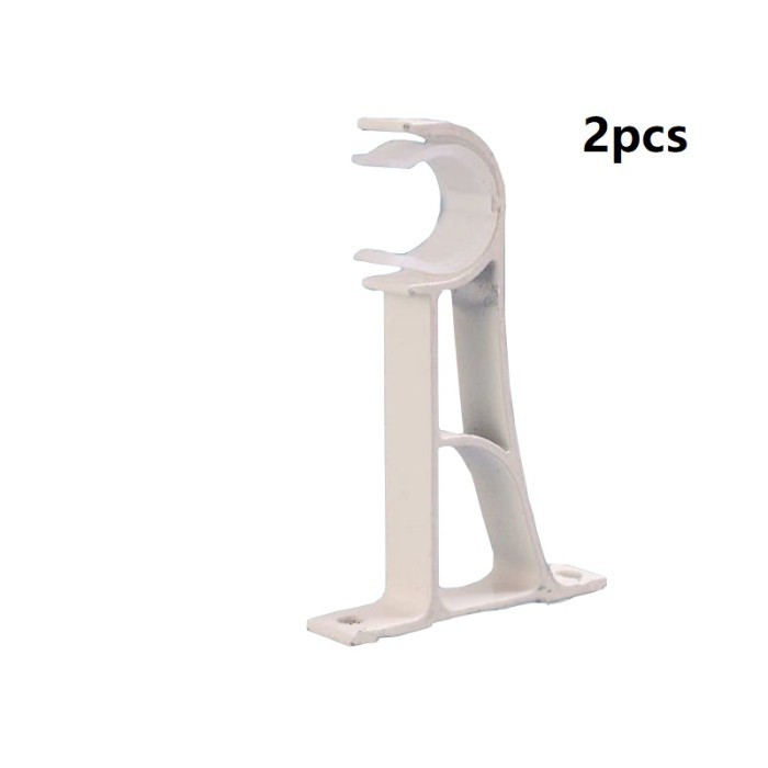 2pcs Tiang Gorden Bracket/Hook Penyangga Tiang Batang Gorden - Putih
