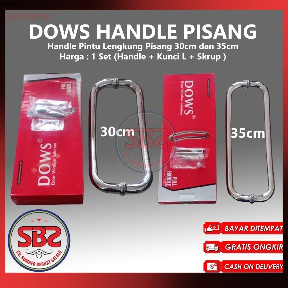 DOWS Handle Lengkung Handle Pisang Tarikan Pintu Kupu Tarung - Handle Pintu Lengkung Pisang 30cm dan
