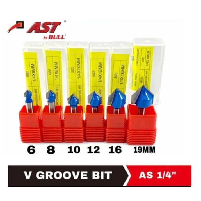 Router Bit AST V Groove 6 8 10 12 16 19 mm Mata Profil Vee Tekuk ACP