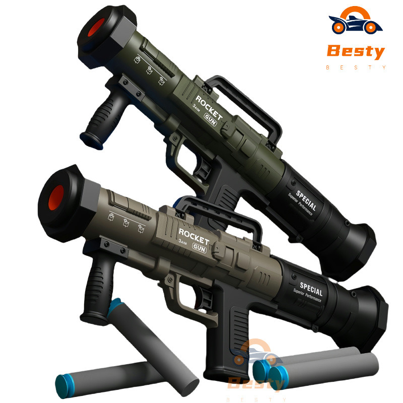 Besty Mainan Menembak RPG Bazooka Simulasi Memuat dan Melempar Shell Soft Shotgun Pistol Mainan
