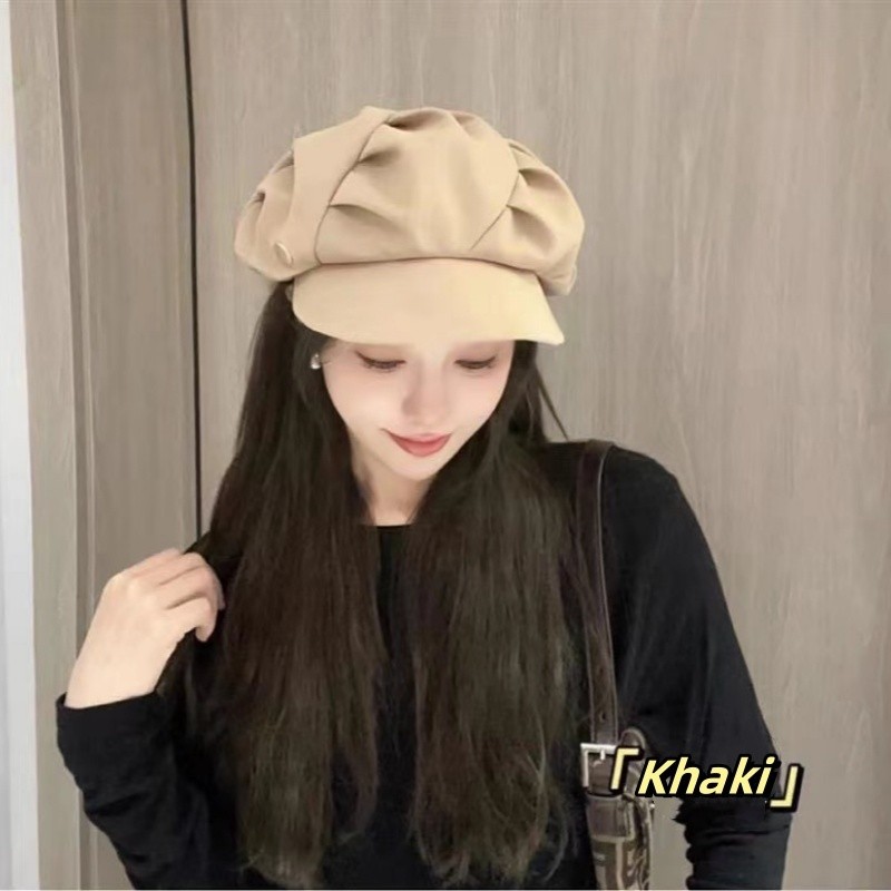 Topi Baret Korea Wanita Hijab Elegant Model Bucket Bahan Lembut