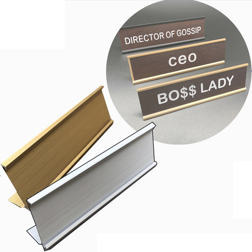 

Papan nama slot kartu aluminium warna Gold/Silver 6*18CM Name Plate Holder dengan Slot Slot Kartu Tampilan Kartu Meja Berbentuk L