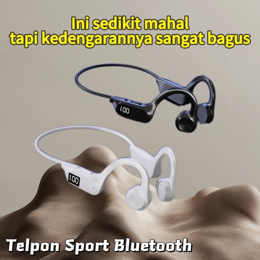 Headset Bluetooth Tulang Konduksi/Daya Tahan Lama/Nirkabel/Nyaman untuk Olahraga/Kompatibel Huawei/V