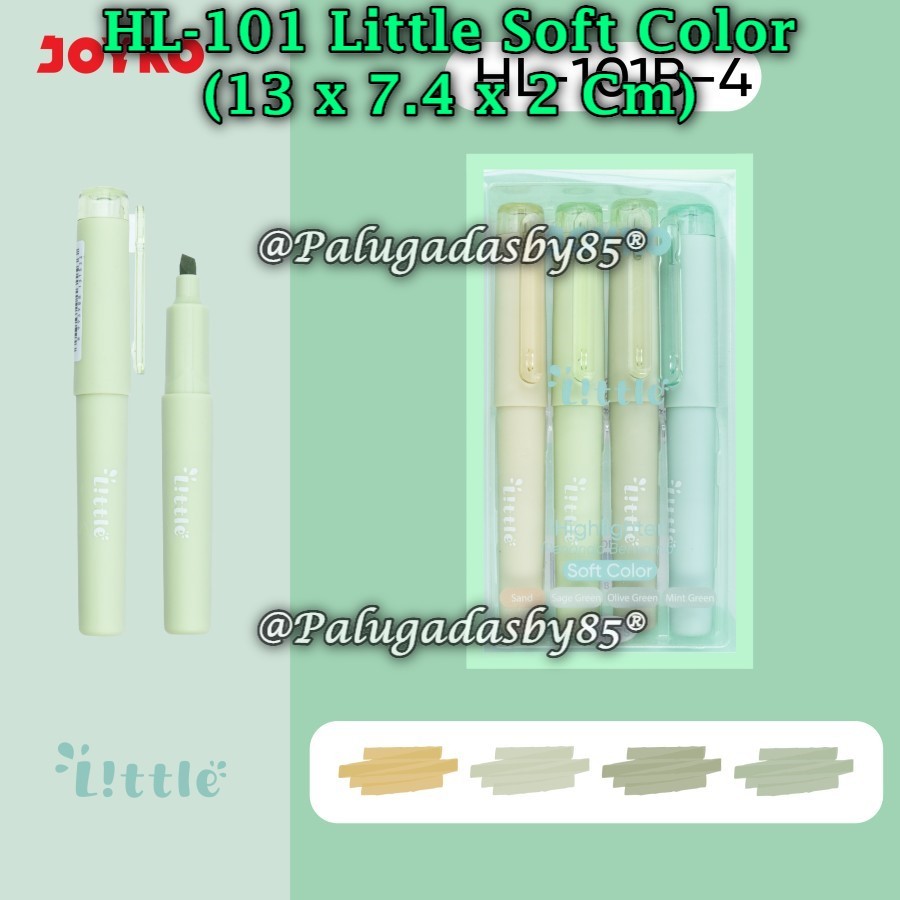 

(1 Set/4 Pcs) GROSIR Highlighter Set JOYKO HL-101B-4 / Highlighter Joyko HL-101 Soft Color Little