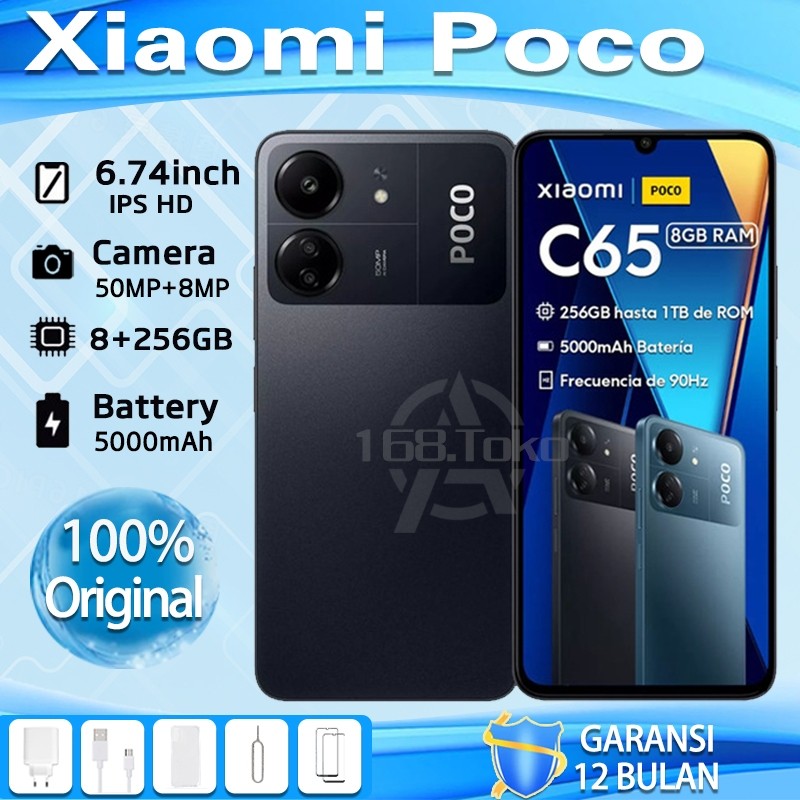 HP XIAOMI POCO C65  RAM 8/256GB NFC Baru Tersegel  Original Garansi Resmi 12Bulan AI kamera HD+ COD