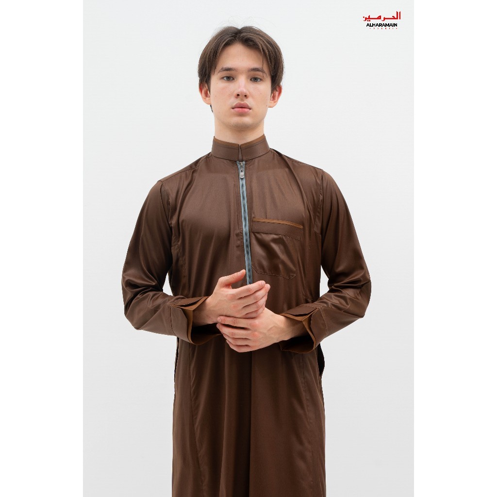 AL Haramain Jubah / Gamis Pria Dewasa Premium Kombinasi Resleting (21) / Jubah AL Haramain | Hijau B