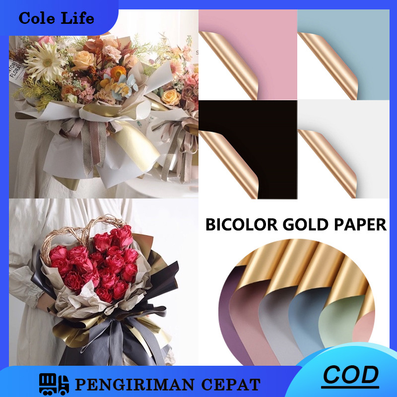 

[ 20 LEMBAR ]Bicolor Gold Cellophane Waterproof Kertas Bungkus Pembungkus