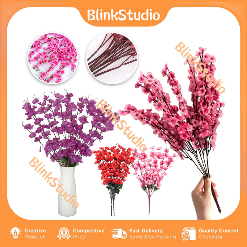 Bunga Sakura Plastik / Bunga Sakura 7 Cabang Bunga Hias / Bunga Sakura Hias