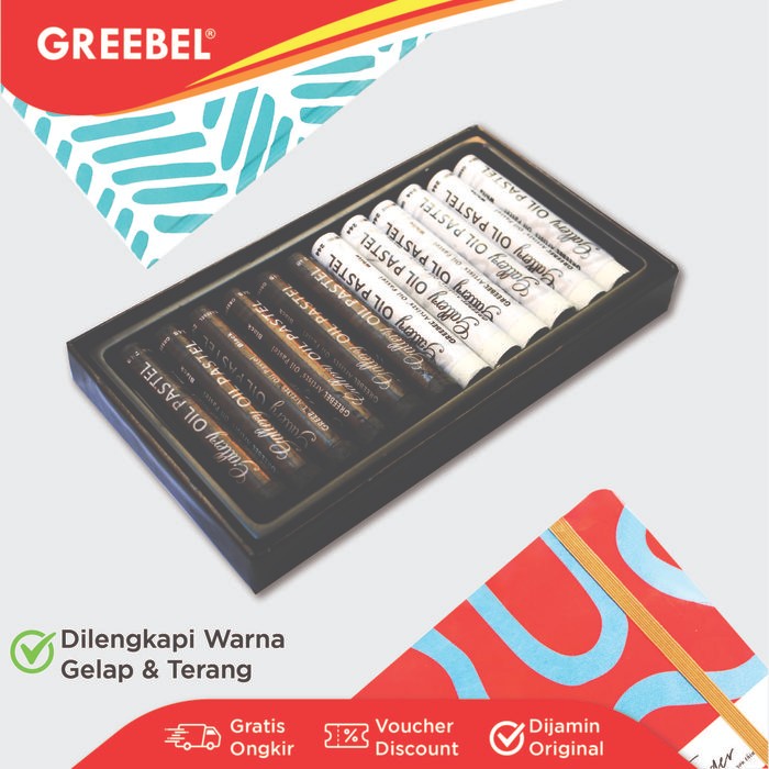 

best -GREEBEL Crayon Krayon ARTIST OIL PASTEL (AOP B&W 12) / Krayon Oil Pastel / Crayon Sekolah Mewarnai / Menggambar - hitam putih