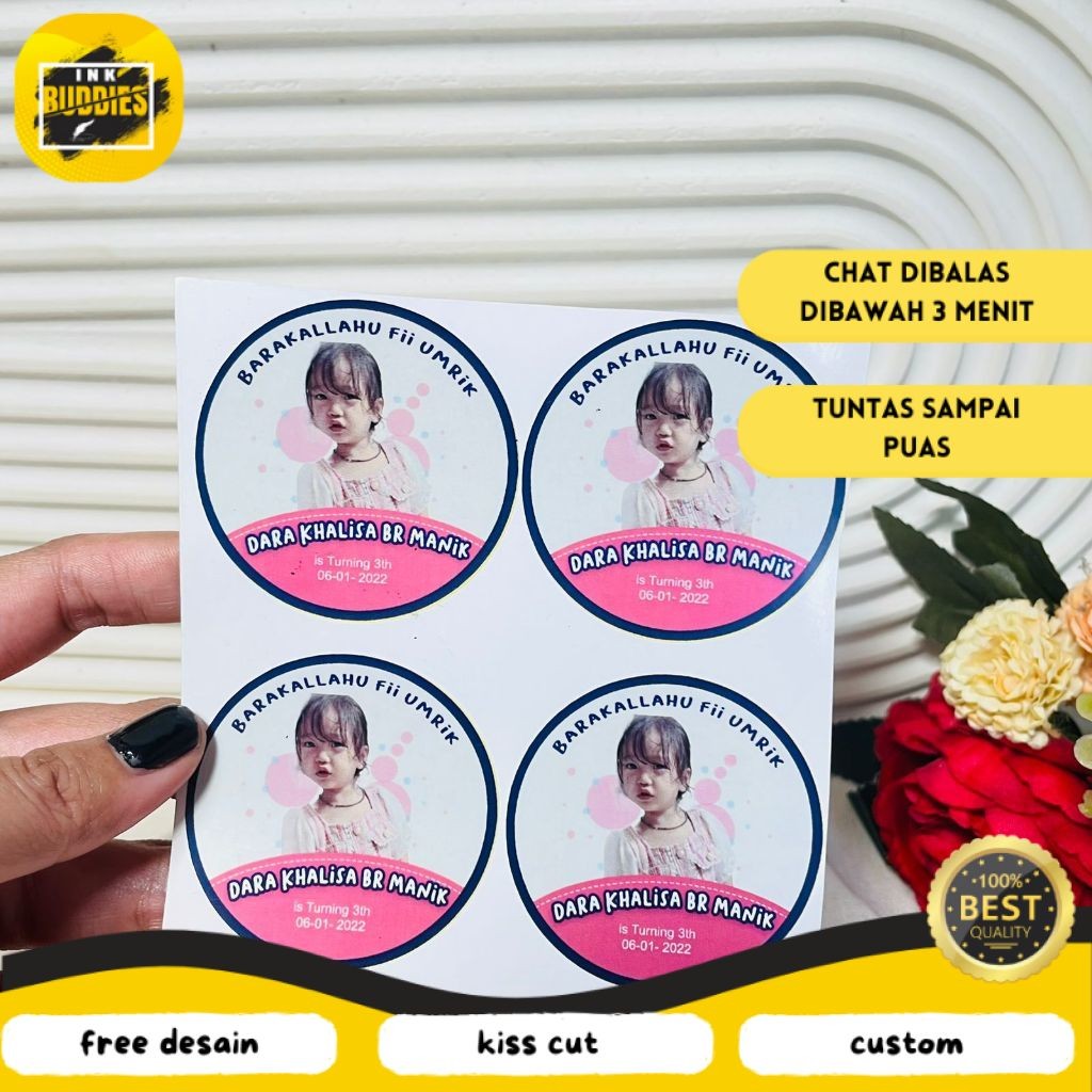 

INB 5-8 Print Stiker Vinyl Ulang Tahun Anak Sticker Label Undangan Happy Birthday Uk.Sedang