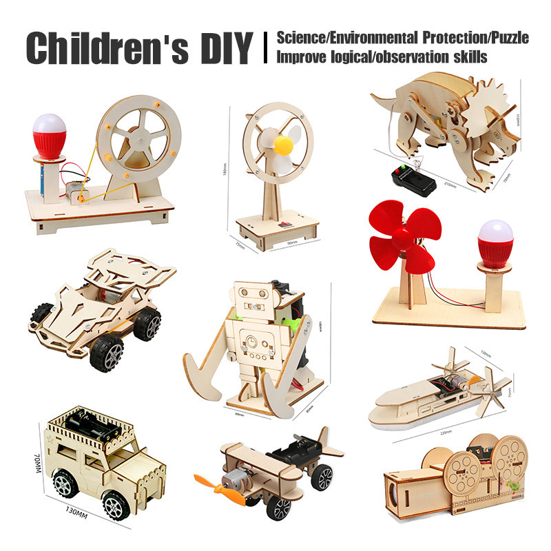 DIY Rakitan Puzzle Kayu Science Hand Generator Electric Power Science Experiment Diy Handmade Materi