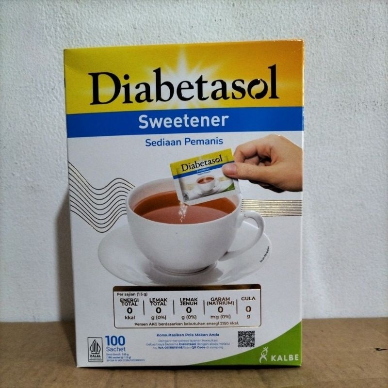 

gula diabetasol sweetener per box isi 100 sachet/gula diet