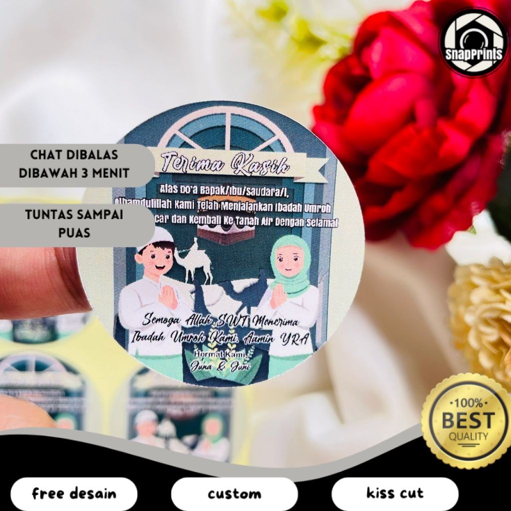 

SP 5-8 Stiker Gift Umroh Chromo Bulat Sticker Label Souvenir Naik Haji Free Desain Uk.Sedang