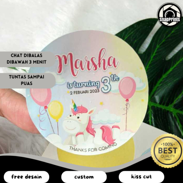

SP Sticker Bulat Ulang Tahun Anak Stiker Ultah Free Design Template Birthday Bahan Chromo