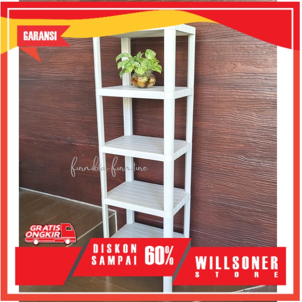 RAK SERBAGUNA PLASTIK / RAK POT BUNGA / RAK DAPUR / RAK KAMAR MANDI / NAKAS SERBAGUNA - RAKKU