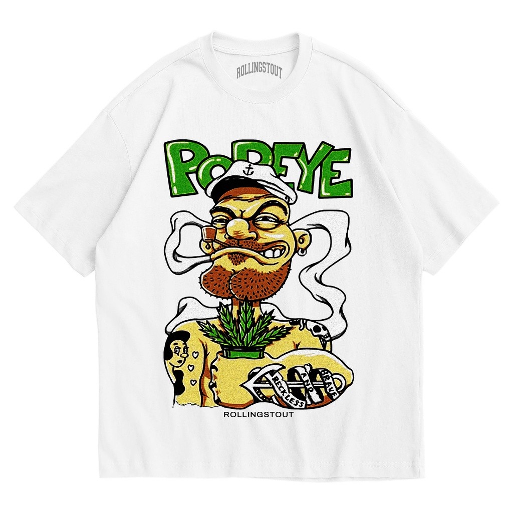T-SHIRT | KAOS OVERSIZE | POPEYE | BLACK | ROLLINGSTOUT | CARTOON SERIES | VINTAGE 90s