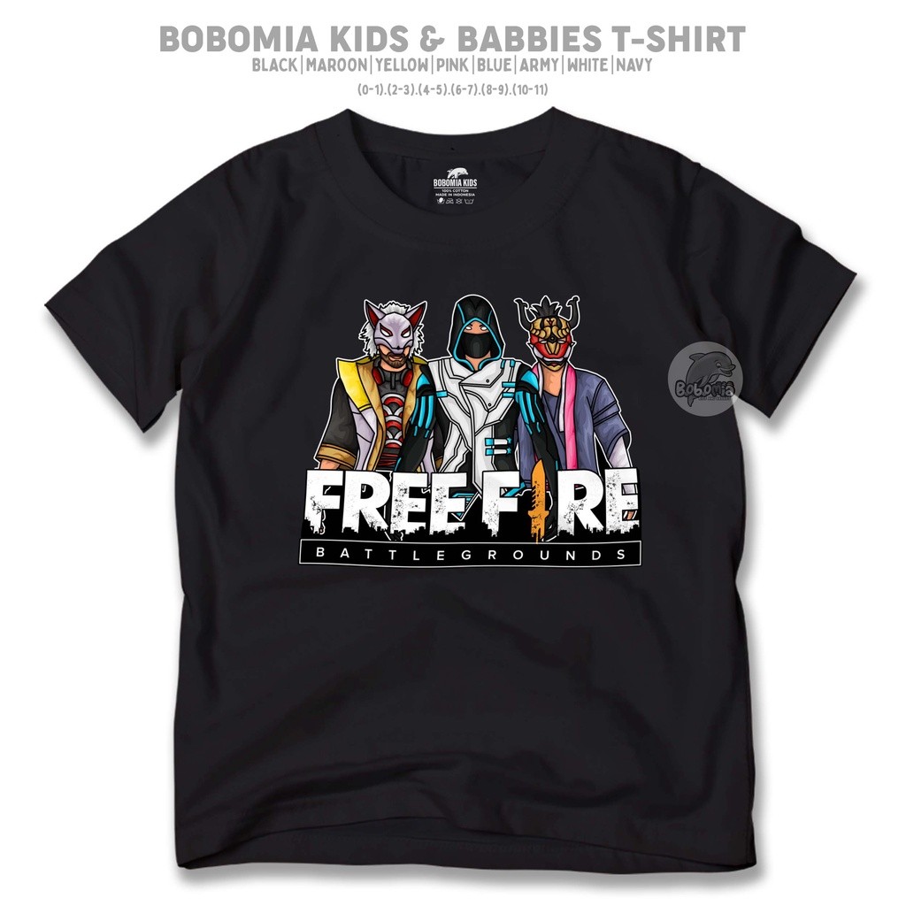 Deluxe Kaos Anak Free Fire FF Gaming Booyah | Baju Distro Anak Bayi Remaja Laki-Laki Perempuan (0-10