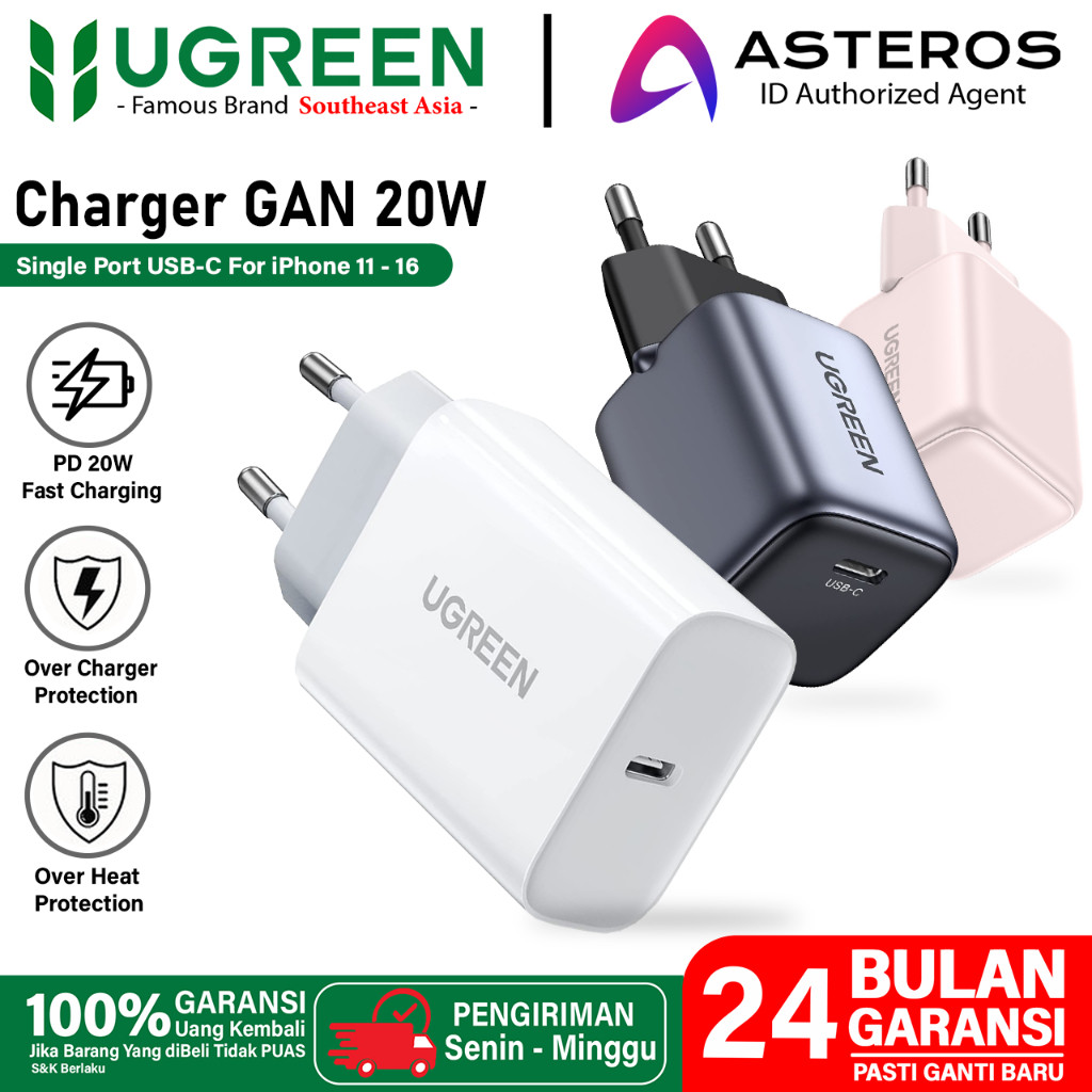 UGREEN Kepala Charger iPhone Mfi Type C Fast Charging 20w 30w