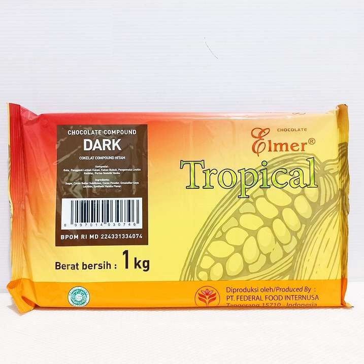 

GRATIS ONGKIR - ELMER COMPOUND DARK CHOCOLATE TROPICAL 1KG