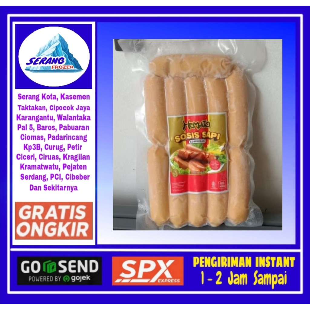 

Sosis Sapi Hemato 500g, isi 11 pcs, Sosis Bakar,Sosbak,Serang Frozen