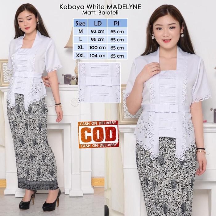 

Atasan Kebaya Encim Kutu Baru Madelyne Good Quality - Putih, M